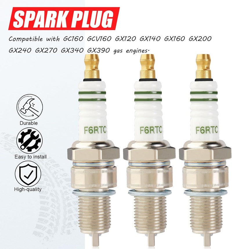 SOAJEE Spark Plug F6RTC Compatible with MTD 751-10292 951-10292 OHV 98079-56846 CMXGZAM250012 Denso W20EPR-U IW20 VW20 W20EXR-U Toro 20211 20219 20323 38588 38589 LCT SK2083810.1 SK2911550.1 Pack of 3 - Image 4